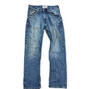 Ariat M4 Scoundrel Bootcut Jeans Men's 30x32 Blue Medium Wash Relaxed Distressed
